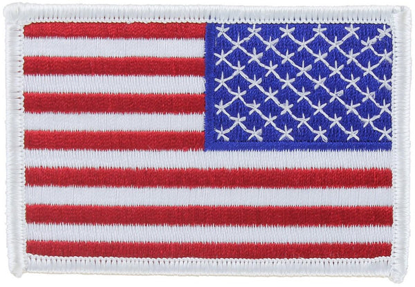 Right Sleeve Oriented White Border American Flag Patch - Applied or Unapplied.