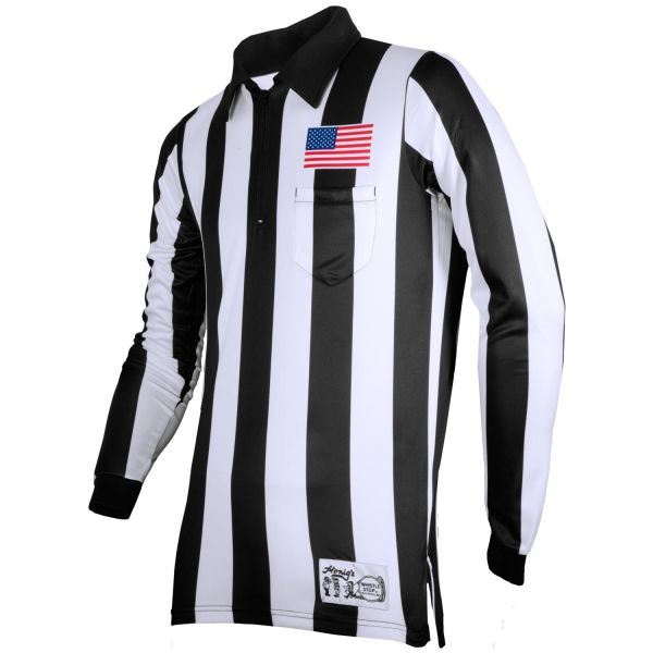 Honig's 2" Striped Ultra Tech Long Sleeve Football/Lacrosse Jersey w/ Sublimated Flag On Left Chest