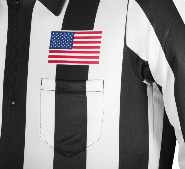 Honig's 2" Striped Ultra Tech Long Sleeve Football/Lacrosse Jersey w/ Sublimated Flag On Left Chest