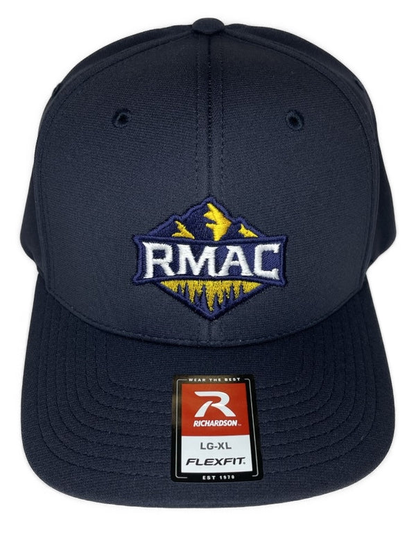Rocky Mountain Athletic Conference Logo [RMAC] 6-Stitch Pulse R-Flex Softball Hat - Navy