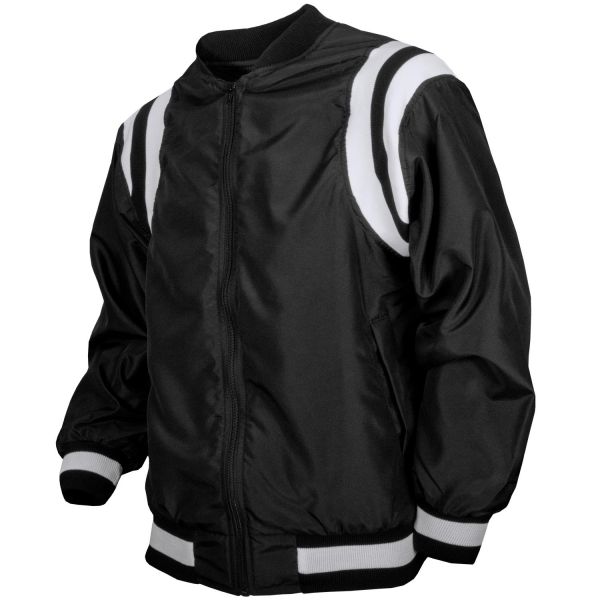 ShopHonigs Zip Front Pre-Game Basketball Jacket - Black w/ White Dual Shoulder Stripes 2x