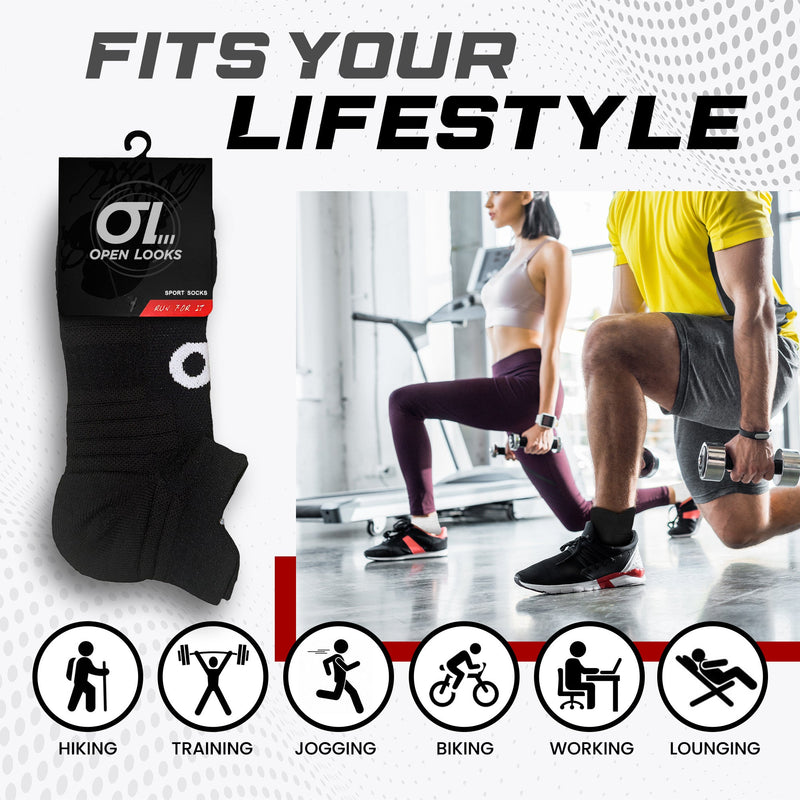 Open Looks Low Cut Sports Socks - 2 Pack (Black)
