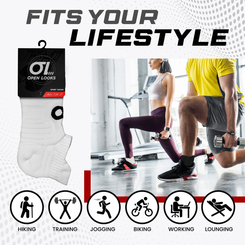 Open Looks Low Cut Sports Socks - 2 Pack (White)