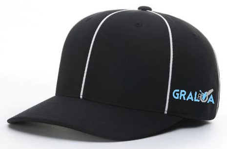 Grand Rapids Area Lacrosse Officials Association [GRALOA] Flex-Fit Officials Hat - Black w/White Piping