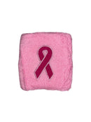 Pink Sweatband w/ Pink Ribbon Breast Cancer Awareness (Set of 2)