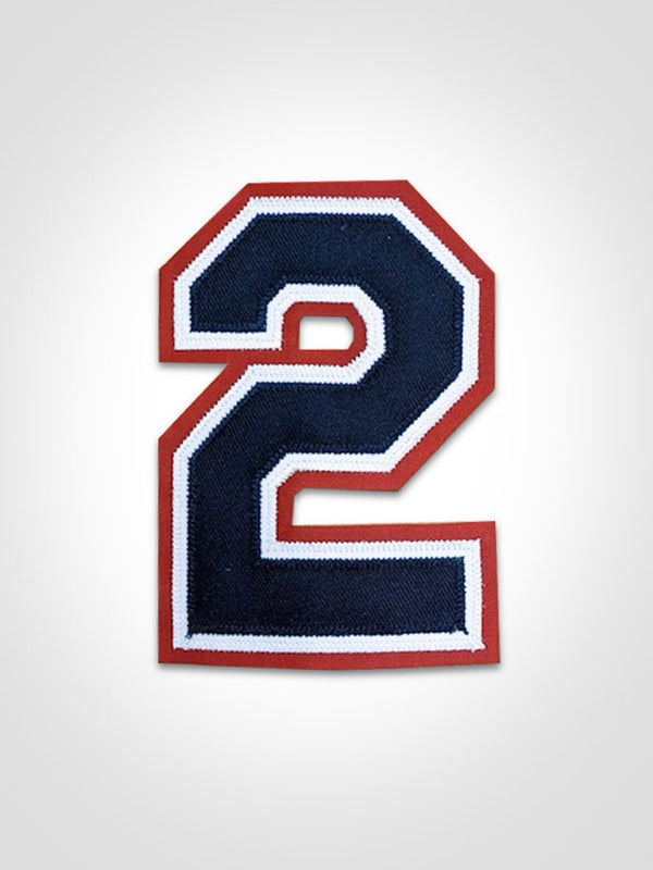 4" Number - Navy with White and Red Outline.