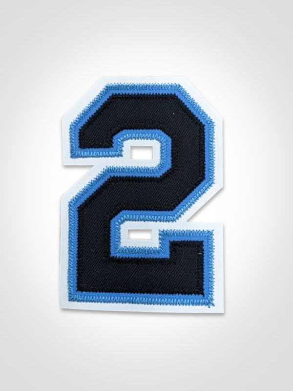 3" Number - Black with Light Blue and White Outline
