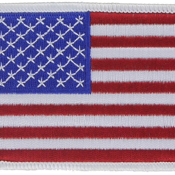 Left Sleeve Oriented White Border American Flag Patch - Applied or  Unapplied.