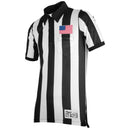 Honig's 2" Striped Ultra Tech Short Sleeve Football Jersey w/ Sublimated Flag On Left Chest