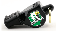 OHSAA Fox 40 whistle with cushion mouth grip.