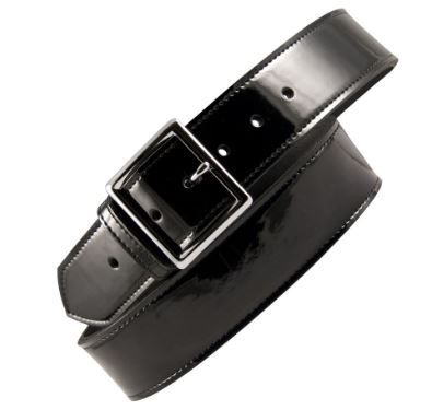 B28 - Boston Leather 1 3/4" Black Patent Leather Belt (Belt runs small)