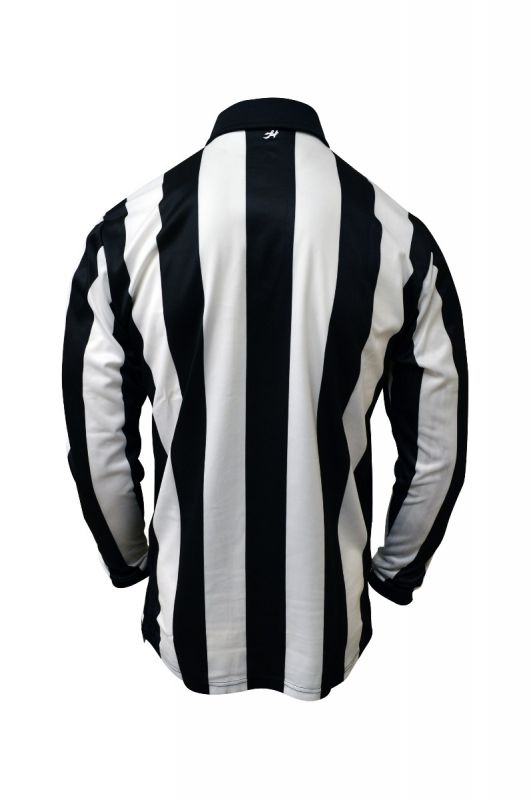 Honig's 2.25" Striped Long Sleeve Football/Lacrosse Shirt With Sublimated American Flag On Left Chest