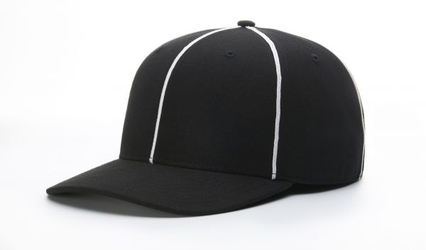 Richardson Fitted Football Hat - Black w/ White Piping