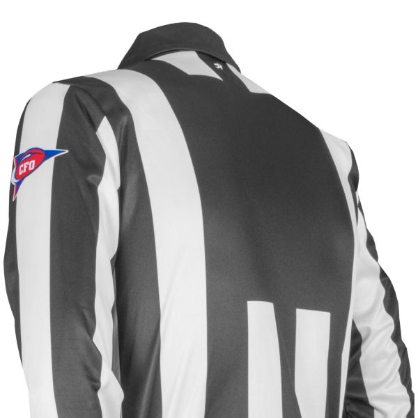 2" Stripe Long Sleeve Ultra Tech Football Shirt With Sublimated Flag, and CFO Patch. Heat Pressed Position Letter - Closeout Sale!