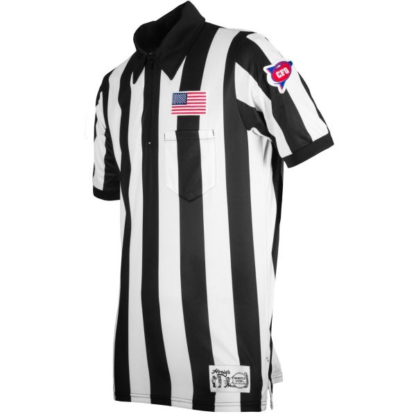 Honig's 2" Striped ProSoft NCAA Short Sleeve Football Shirt With Placket And Flag On Left Chest - Closeout Sale!