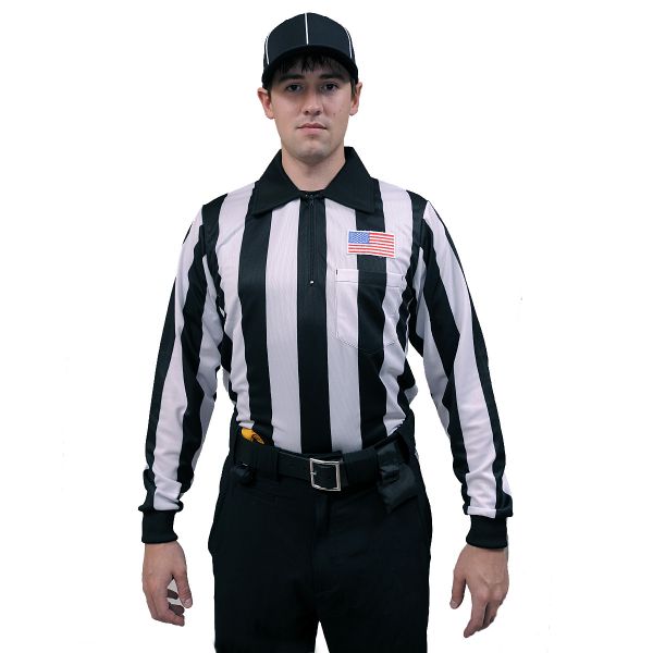 Honig's 2" Striped ProSoft NCAA Long Sleeve Football Jersey With Placket And Flag On Left Chest - Closeout Sale!