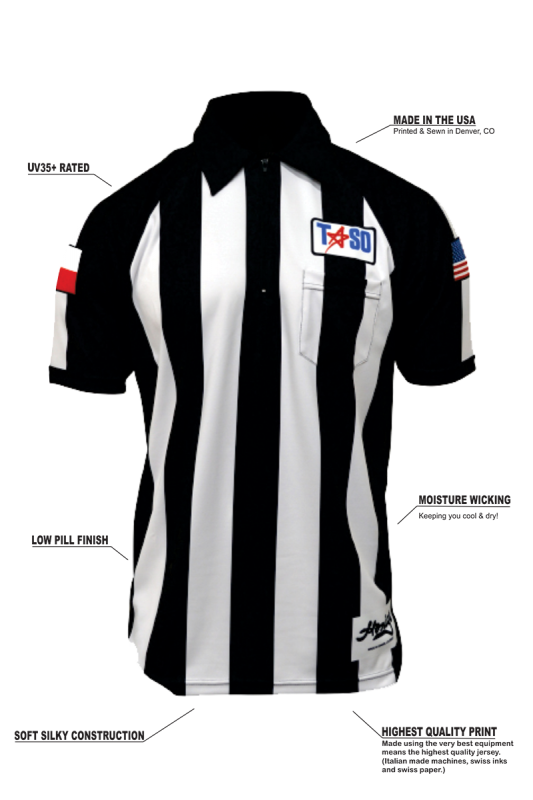 TASO 2.25" Short Sleeve Bi-Flex Football shirt w/out placket.